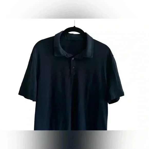 Lululemon Men’s Polo Short Sleeve Blue Navy Golf Shirt ESTIMATED Size Medium - Picture 7 of 10